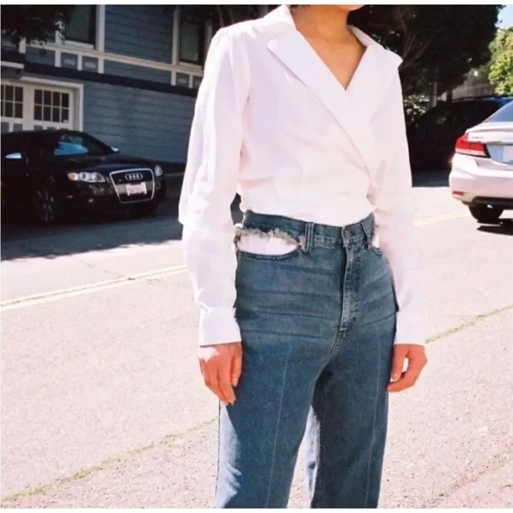 Rachel Comey cut out High-Waisted Blue Denim Jeans, US4